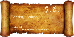 Torday Baksa névjegykártya